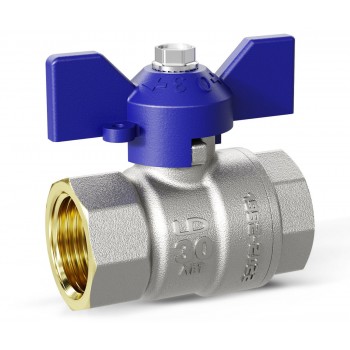 Кран 25 никел. вн/нр бабочка, вода LD Pride (уп.12шт) (blue)