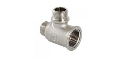 Тройник 20х15х15 (3/4"х1/2"х1/2") вн/нр/нр переходной латун. никель. Valtec (VTr.133.RN.050404)