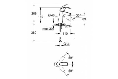 Смеситель для раковины GROHE Eurosmart, средний излив, хром 23324001
