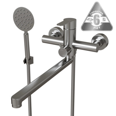 Смеситель для ванны и раковины 35k MIXLINE MLSS32-02 "Stainless" нерж.