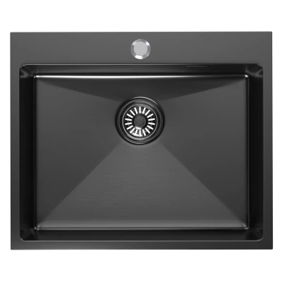 Мойка настол.монтаж 60х50 (3,0) вып 3 1/2  MIXLINE PRO 22см с сифоном (черный графит)