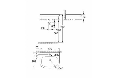 Раковина накладная GROHE Euro Ceramic 60 см, с гигиеническим покрытием, альпин-белый 3933700H