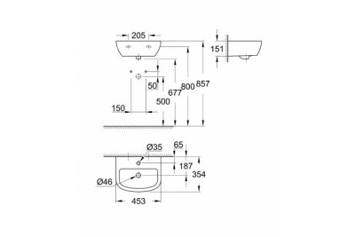 Мини-раковина GROHE Bau Ceramic 45 см, альпин-белый 39424000