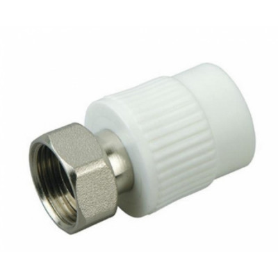 ПП Муфта 20х1/2" с накидной гайкой(мет.штуцер) (210/10) (MeerPlast) 