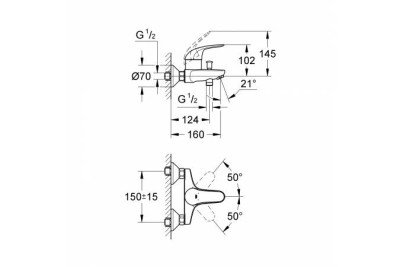 Смеситель для ванны GROHE Euroeco, хром 32743000