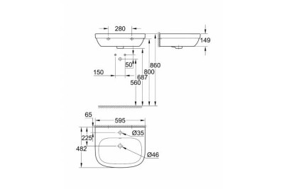 Раковина GROHE Euro Ceramic 60 см, с гигиеническим покрытием, альпин-белый 3933500H