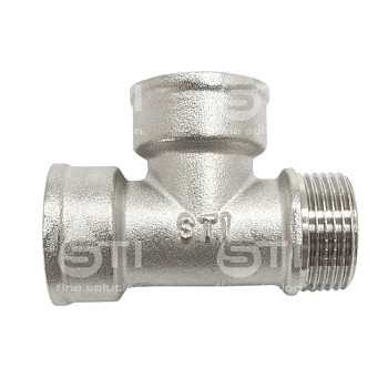 Тройник 15 (1/2") ВР-ВР-НР латун. никель. STI (10/140шт/уп)