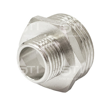 Ниппель 32х25 (1 1/4"х1") нр/нр переходной латун. никель. STI