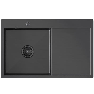 Мойка настол.монтаж 78х50 (3,0) лев. вып 3 1/2  MIXLINE PRO 20см с сифоном (черный графит)