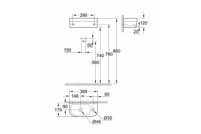 Компактная раковина GROHE Euro Ceramic 37 см, альпин-белый 39327000
