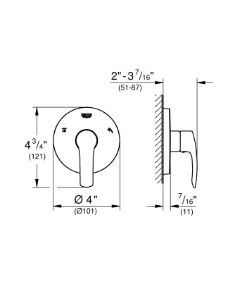 Внешняя часть переключателя GROHE Eurosmart New на 3 положения, хром 19972002