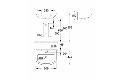 Раковина GROHE Bau Ceramic 60 см, альпин-белый (39421000)