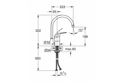 Смеситель для кухни GROHE Euroeco с высоким изливом, хром 32752000