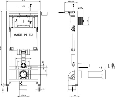 Комплект Jacob Delafon Patio E21740RU-00 унитаз + инсталляция + кнопка + крышка