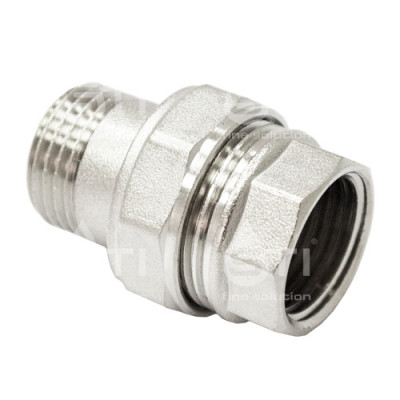 Соединитель 15 (1/2") вн/нр (американка) латун. никель. Valtec (VTr.341.N.0004)