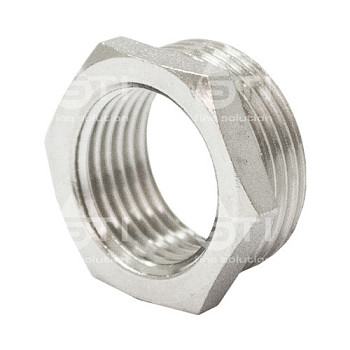 Футорка 20х15 (3/4"х1/2") нр/вн латун. никель. STI