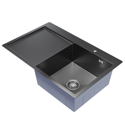 Мойка настол.монтаж 78х50 (3,0) прав. вып 3 1/2  MIXLINE PRO 20см с сифоном (черный графит)