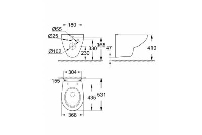 Унитаз подвесной безободковый GROHE Bau Ceramic, (без сиденья), альпин-белый 39427000