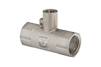 Тройник 15хМ10х15 (1/2"хМ10х1/2") ВН для подкл. датчика температуры латун. никель. Valtec (VTr.250.N.0004)
