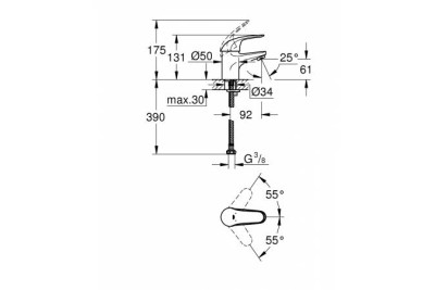 Смеситель для раковины GROHE Euroeco, хром 32734000