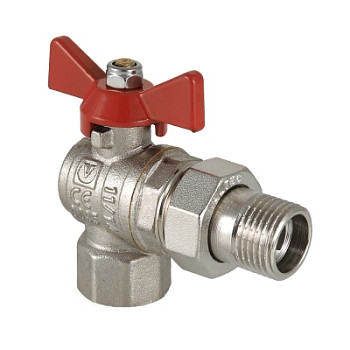 Кран 20 никел. вн/американка угловой бабочка, вода Valtec (VT.228.N.05)