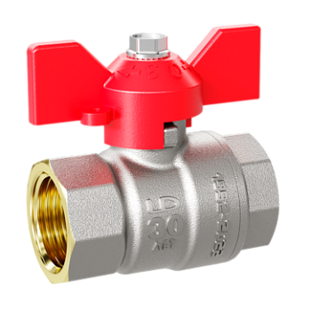 Кран 25 никел. вн/вн бабочка, вода LD Pride (красная) (уп.10 шт)